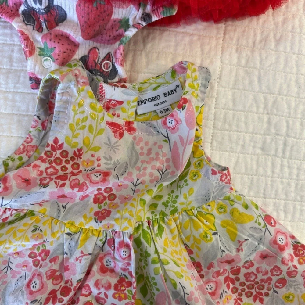 Baby Bundle Carter's Onesie Bodysuits Outfits Disney Emporio Baby Dress EUC Lot